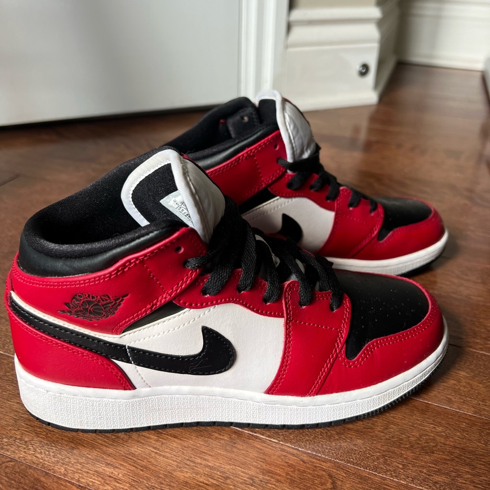 Nike Air Jordan 1 Mid Black Red White Sneakers (Chicago)